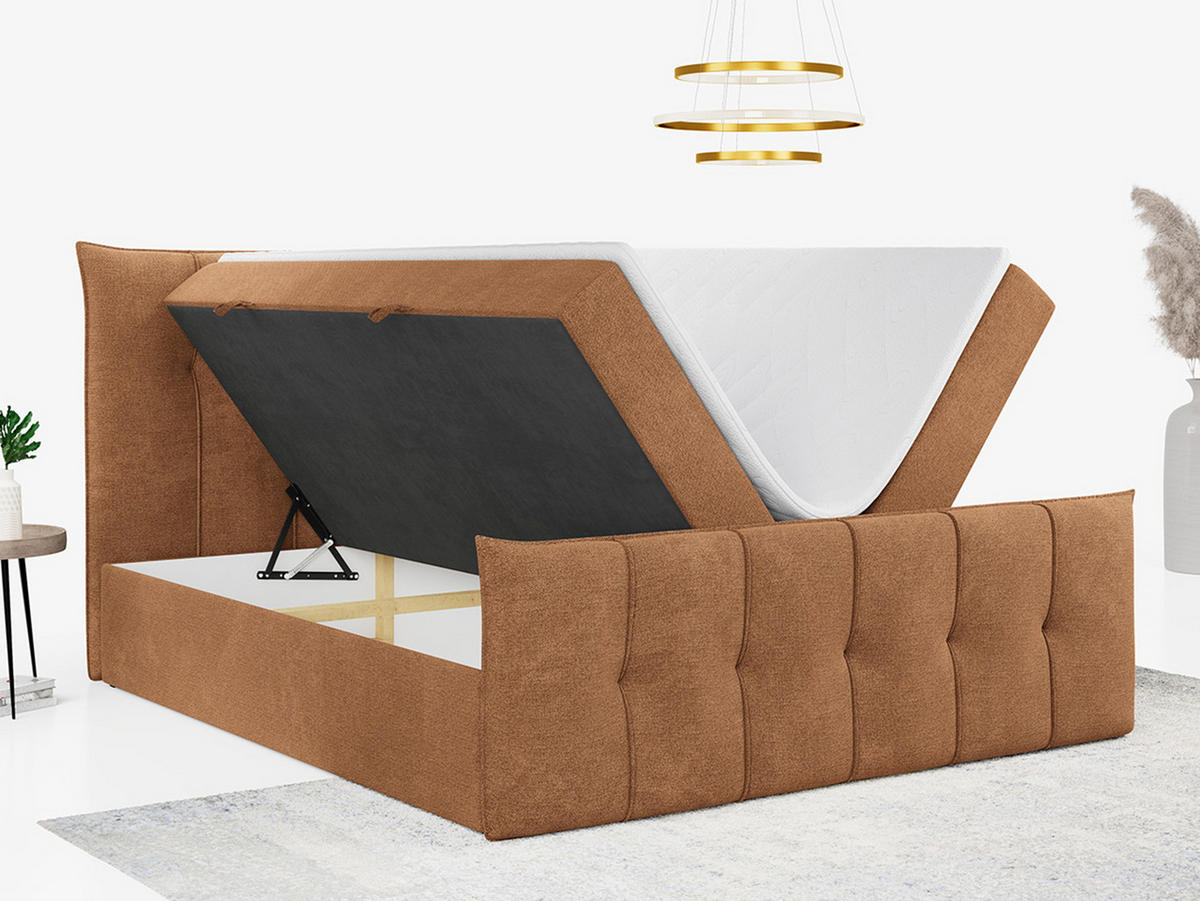 BOXBETT PREMIUM 11 180/200 Orange Struktur - H3 - Orange, Holz/Textil (180/200cm) - MKS
