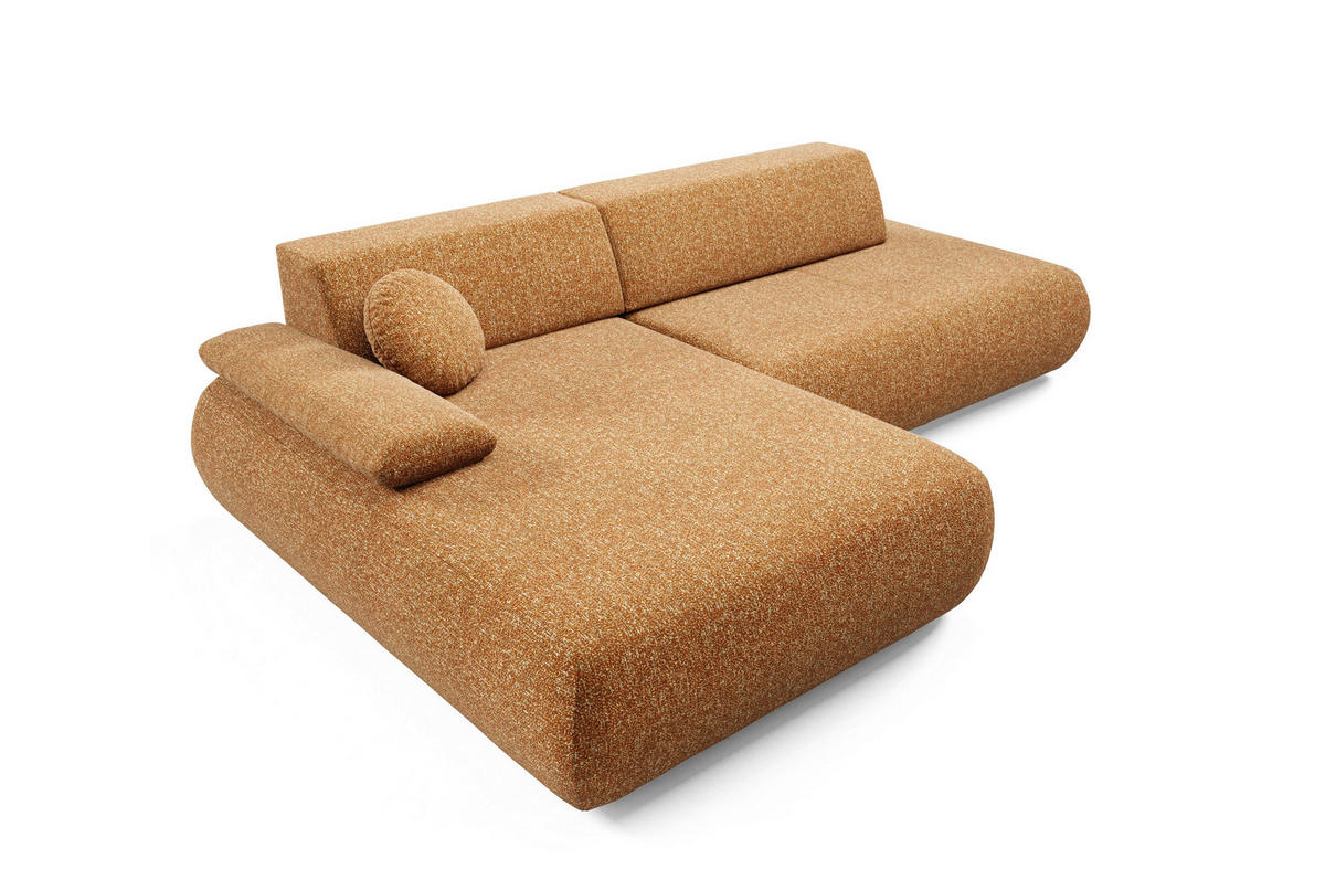 ECKSOFA DELTA L-S Braun Geflochtener Stoff mit Schlaffunktion - Braun, Holz (286/173.5cm) - MASSENO