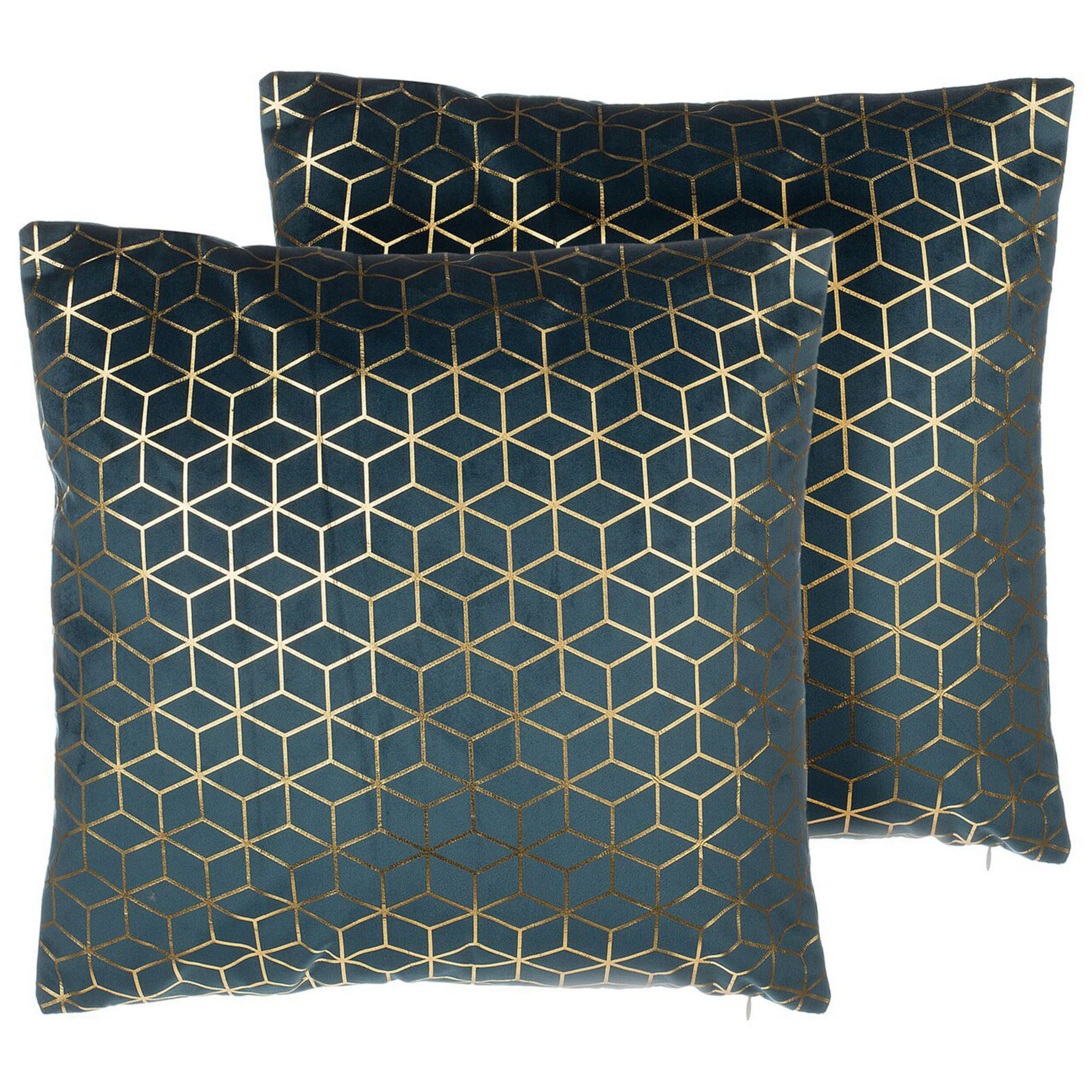 DEKOKISSEN 2er-Set Dunkelblau 45/45 cm Celosia - Dunkelblau, Textil (45/45cm) - Beliani