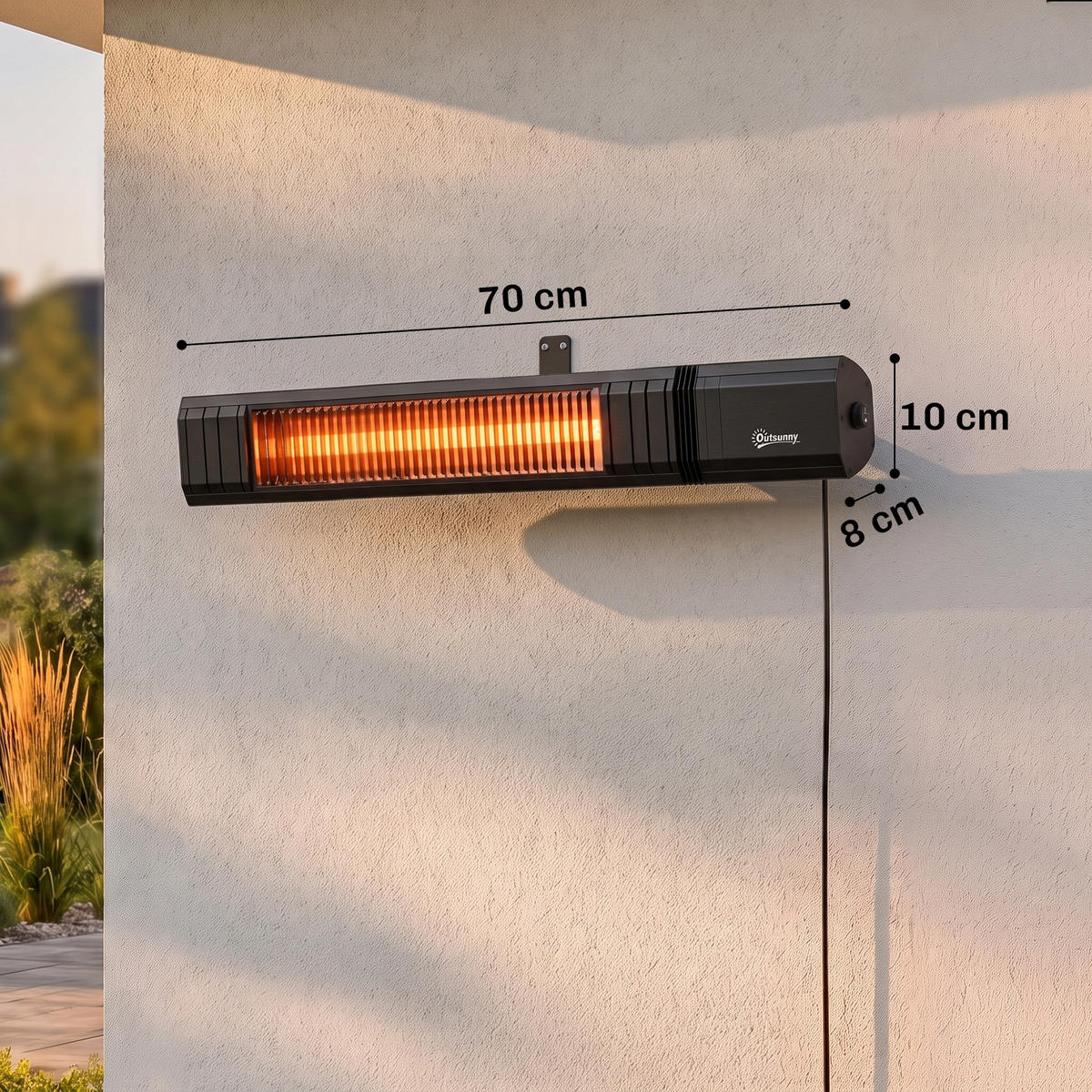 INFRAROT-HEIZSTRAHLER Aluminium Karbonfaser Schwarz - Schwarz, Metall (8/10/70cm) - Outsunny