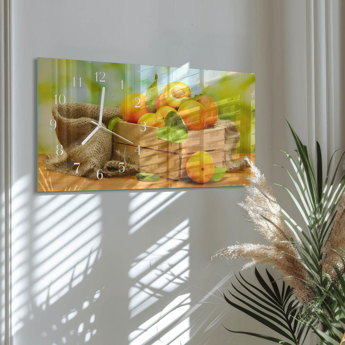 WANDUHR 60x30 cm - Abstrakte Kunst - Gelb, Glas (60/30/0.4cm) - TULUP