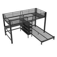 HOCHBETT 90/200 cm mit Schreibtisch und USB, DE-41975, in Schwarz - Schwarz, Metall (90/200cm) - ComfortXL