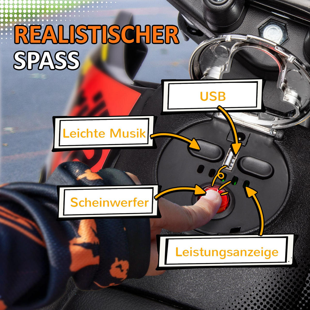 KINDER ELEKTRO-MOTORRAD, Kunststoff, Metall, 106,5L x 56B x 80H cm - Gelb, Metall (106.5/56/80cm) - AIYAPLAY