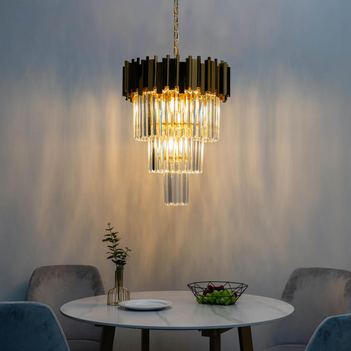 HÄNGELEUCHTE Francesca, Gold / Messing, 60cm - Goldfarben, Glas (50/50/60cm) - KOSILUM