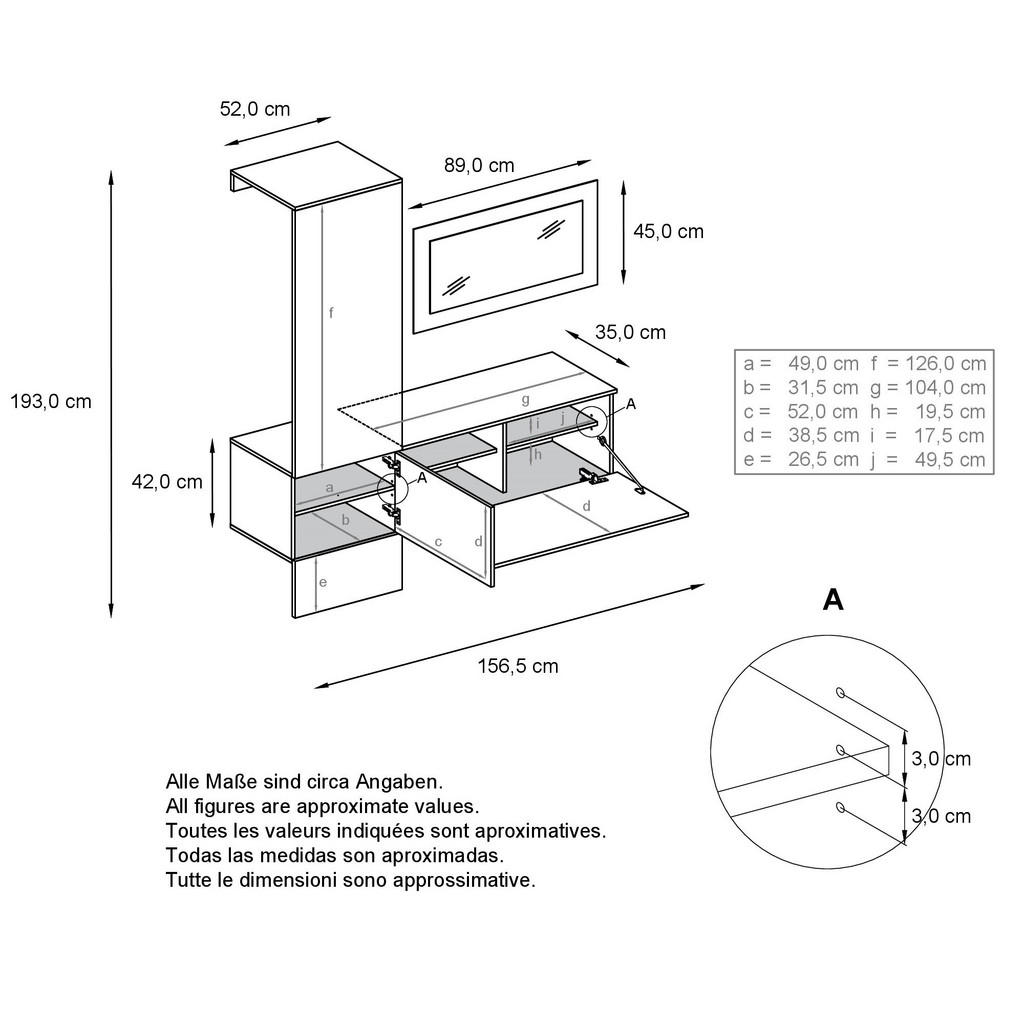 Thumbnail - Vladon Garderobe, Anthrazit, Holzwerkstoff, 156x193x35 cm, Garderobe, Garderoben-Sets & Serien, Garderoben-Sets