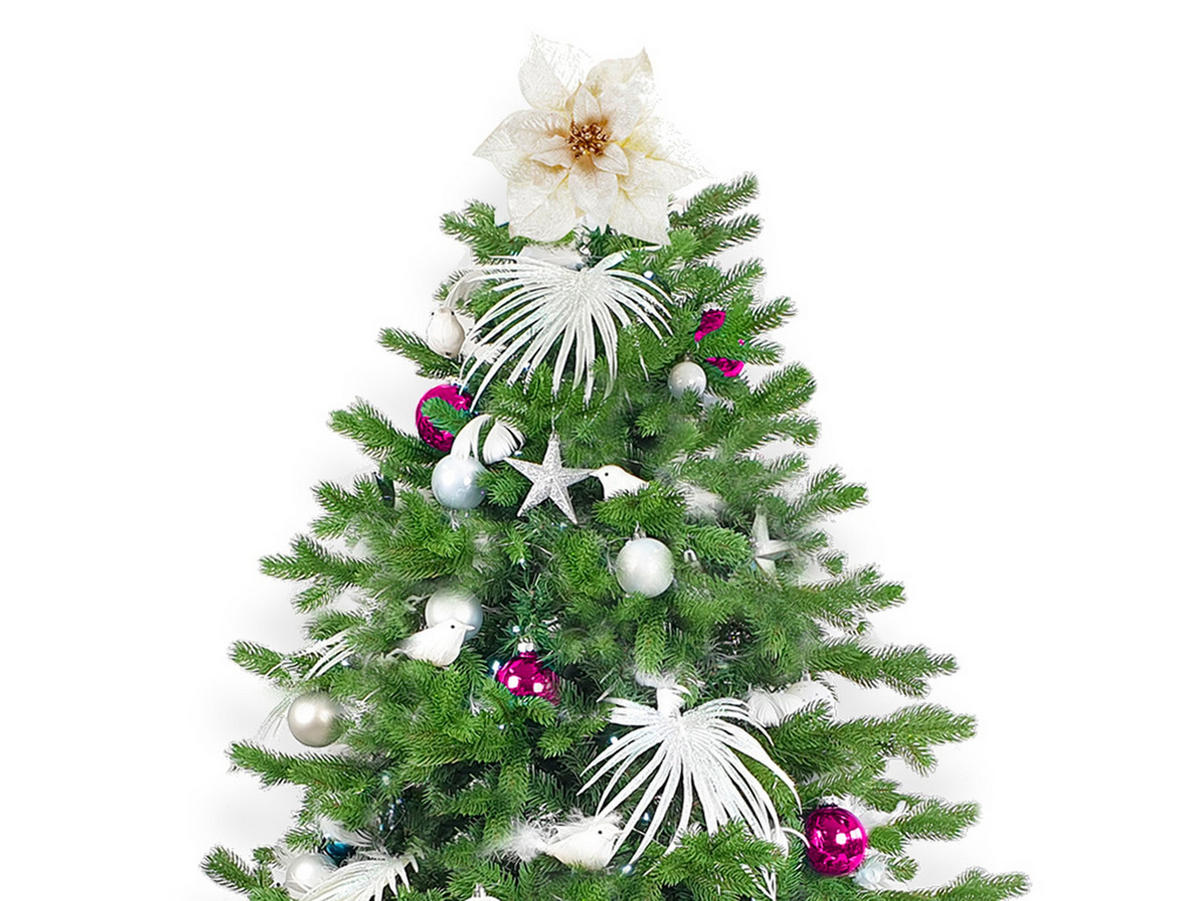 LAALU CHRISTBAUMKUGEL-SET 222 Stück im Karton POLAR PINK für Weihnachtsbäume 300-600 cm - Rot/Silberfarben, Glas/Kunststoff (60/50/80cm) - LAALU