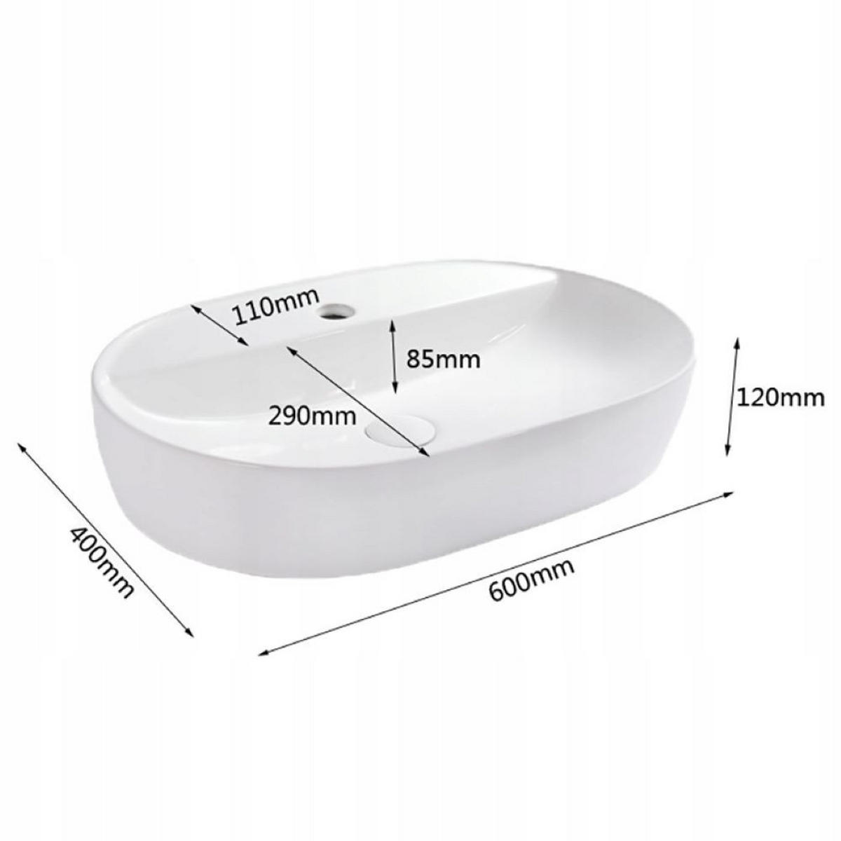 WASCHBECKEN, weiß 60/12/40 cm - Weiß, Keramik (60/12/40cm) - Rexo