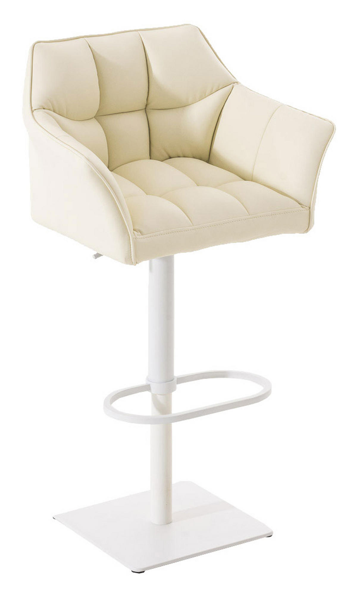BARHOCKER 2er Set Damaskus Kunstleder weiß creme - Naturfarben/Weiß, Textil/Metall (64/110/48cm) - TPFLiving