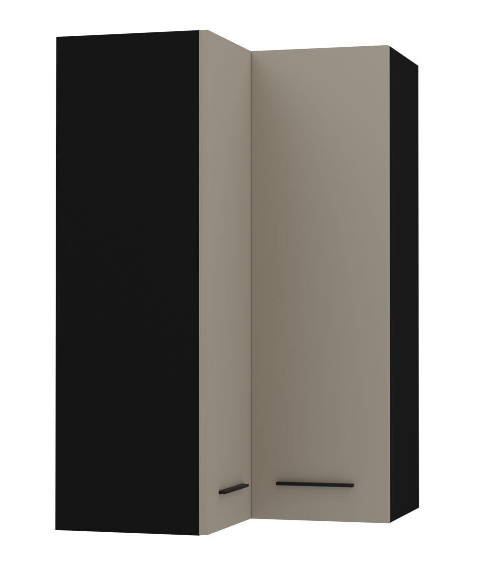ECKHÄNGESCHRANK Bonn W14/60 schwarz / stone grey matt 60 / 60 / 96cm - Graubraun/Schwarz, Holz/Holzwerkstoff (60/96/60cm) - Feldmann-Wohnen