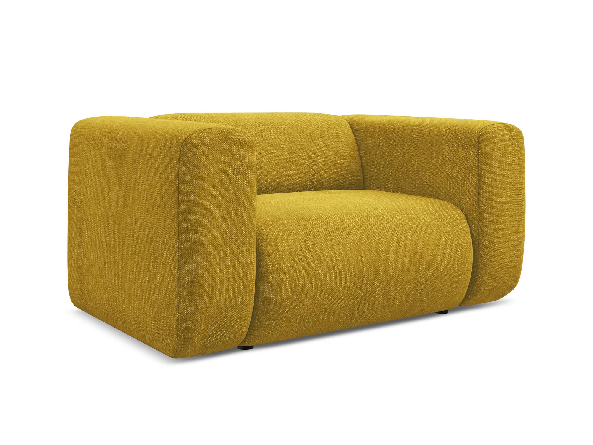 SESSEL Chenille Stoff Gelb - Currygelb/Gelb, Kunststoff/Textil (137/70/89cm) - Makamii