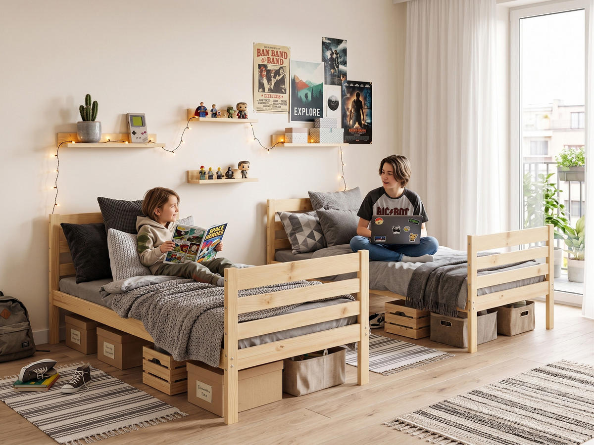 ETAGENBETT ERYK 90/190 cm aus massivem Kiefernholz, ohne Matratzen - Kiefer Milford, Holz - Interbeds