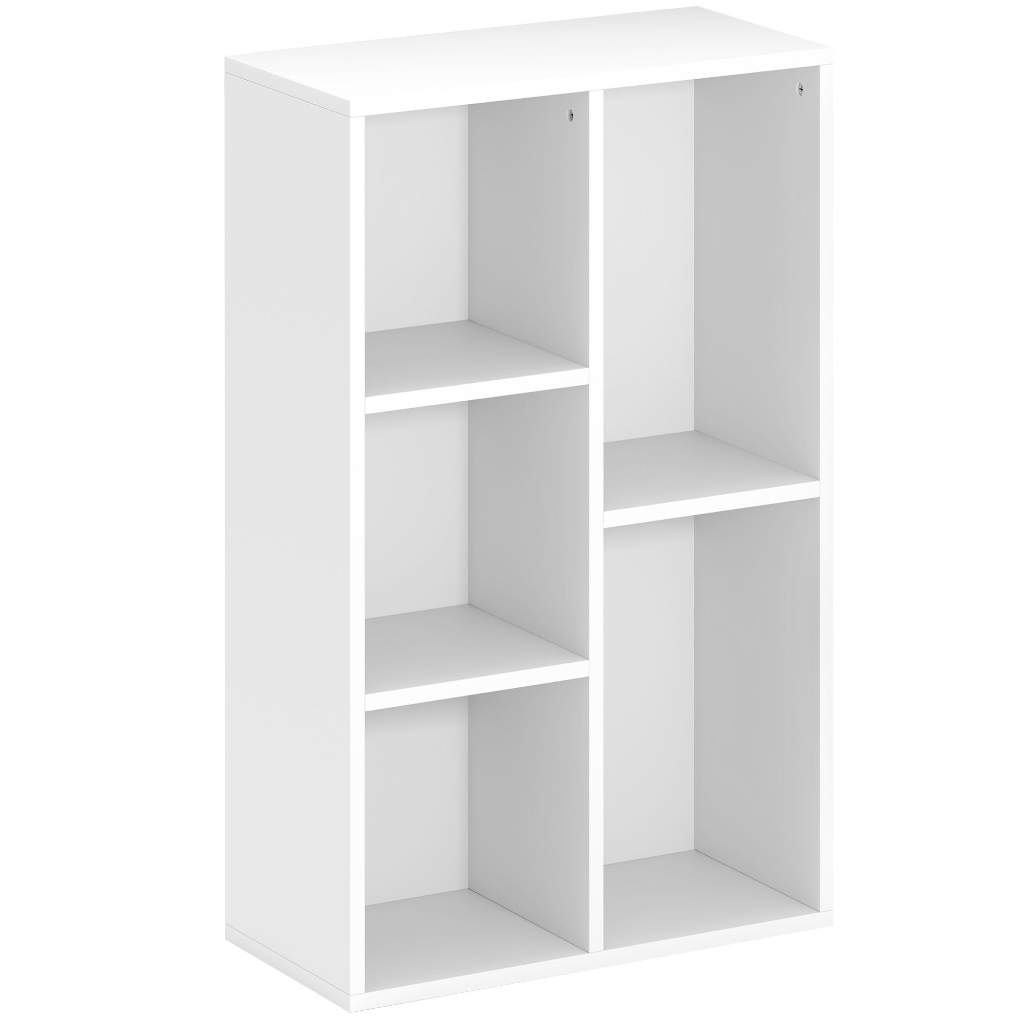 BÜCHERREGAL, Standregal mit 5 Ebenen, Aufbewahrungsregal, für Wohnzimmer - Weiß, Karton (24/80/50cm) - HOMCOM