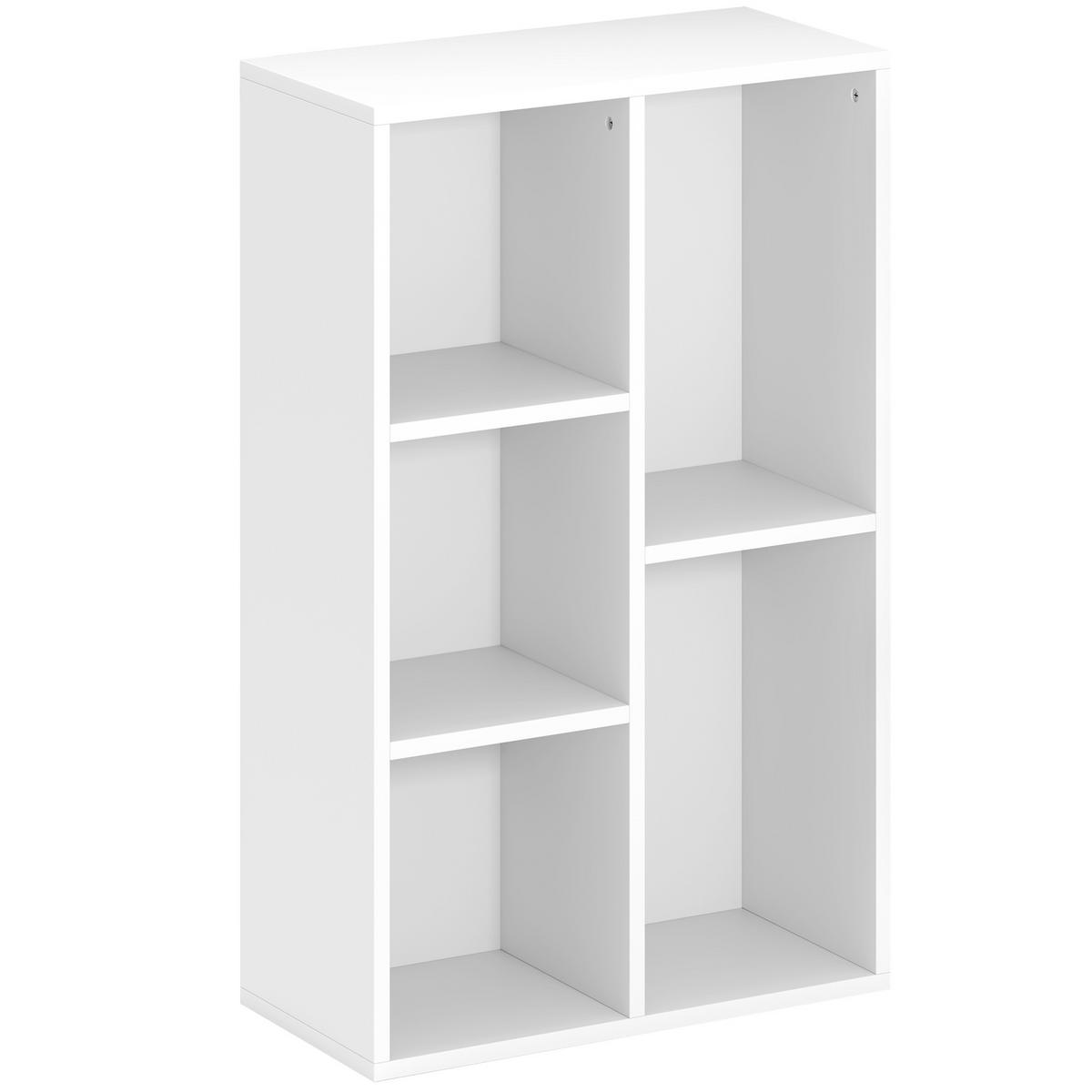 BÜCHERREGAL, Standregal mit 5 Ebenen, Aufbewahrungsregal, für Wohnzimmer - Weiß, Karton (24/80/50cm) - HOMCOM