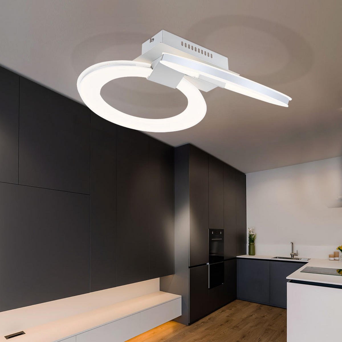 LED DECKENLEUCHTE Cringle Weiß satiniert - Weiß, Metall (44/35/16.8cm) - Globo Lighting