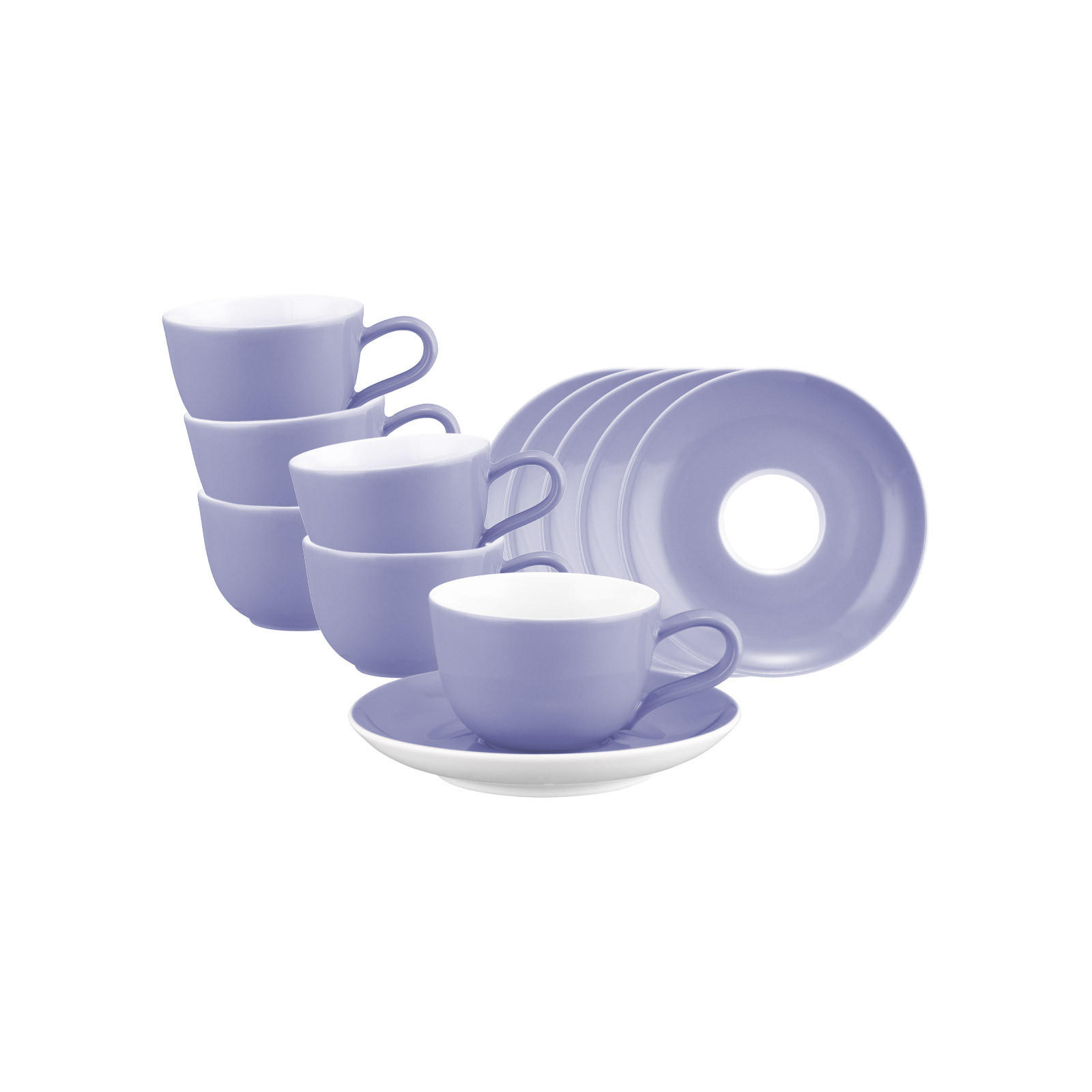 ESPRESSOTASSE MIT UNTERTASSE Liberty Pure Colors Grape Purple 90 ml 6er Set - Lila, Keramik (12/6.6/12cm) - Seltmann Weiden