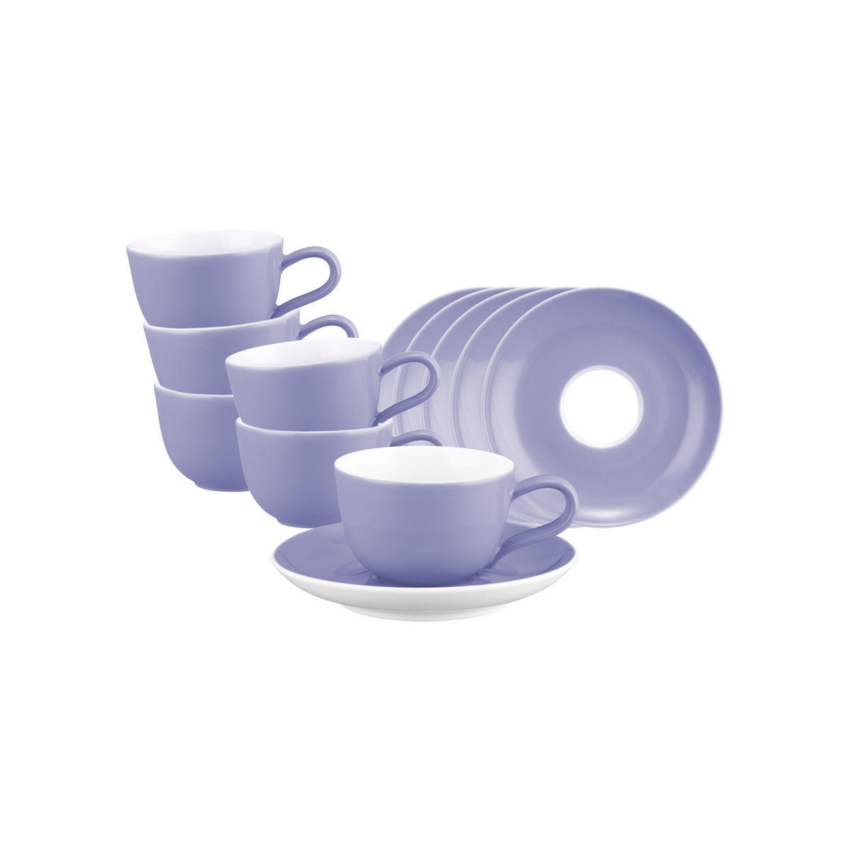 ESPRESSOTASSE MIT UNTERTASSE Liberty Pure Colors Grape Purple 90 ml 6er Set - Lila, Keramik (12/6.6/12cm) - Seltmann Weiden
