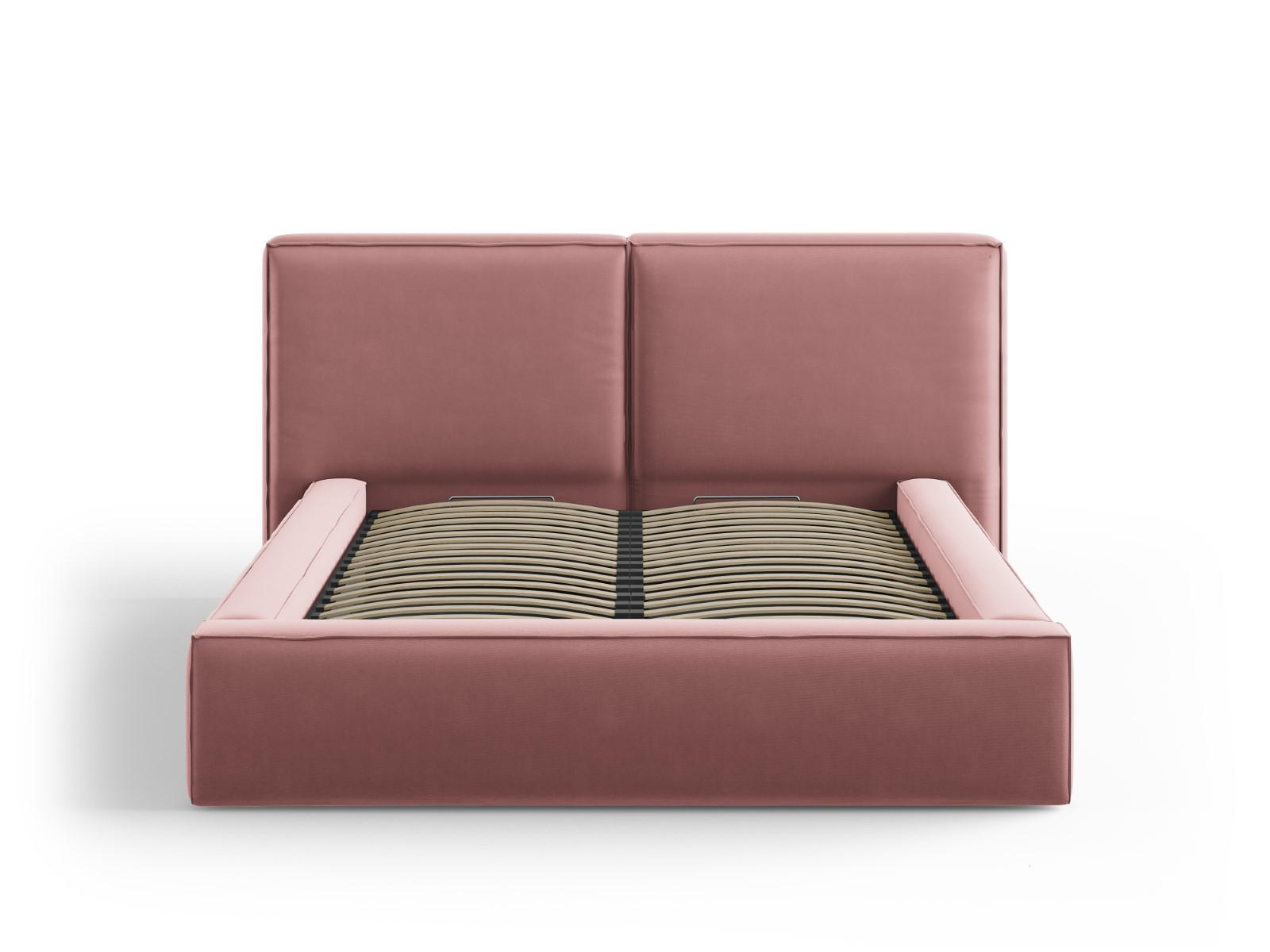 BETT mit Bettkasten und Kopfteil Jodie aus Samt rosa 140x200cm - Pink, Textil (140/200cm) - Micadoni