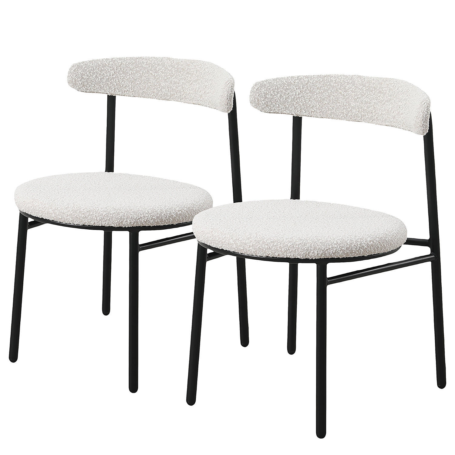 ESSZIMMERSTÜHLE - 2er-Set - Metall / Textil - Schwarz/Weiß, Textil/Metall (54/73/48cm) - home24