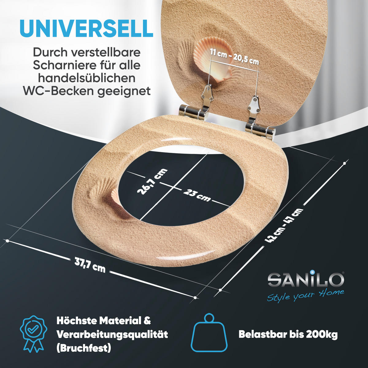 WC-SITZ mit Absenkautomatik Clam - Braun, Holzwerkstoff (38/6/47cm) - Sanilo