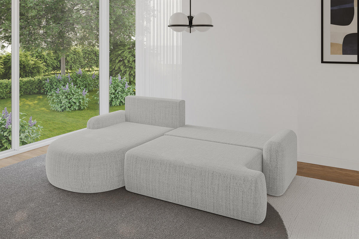 ECKSOFA mit Schlaffunktion und Bettkasten LIRA-L - 264x172x89 Hellgrau - Hellgrau, Holzwerkstoff/Textil (264/172cm) - ALTDECOR