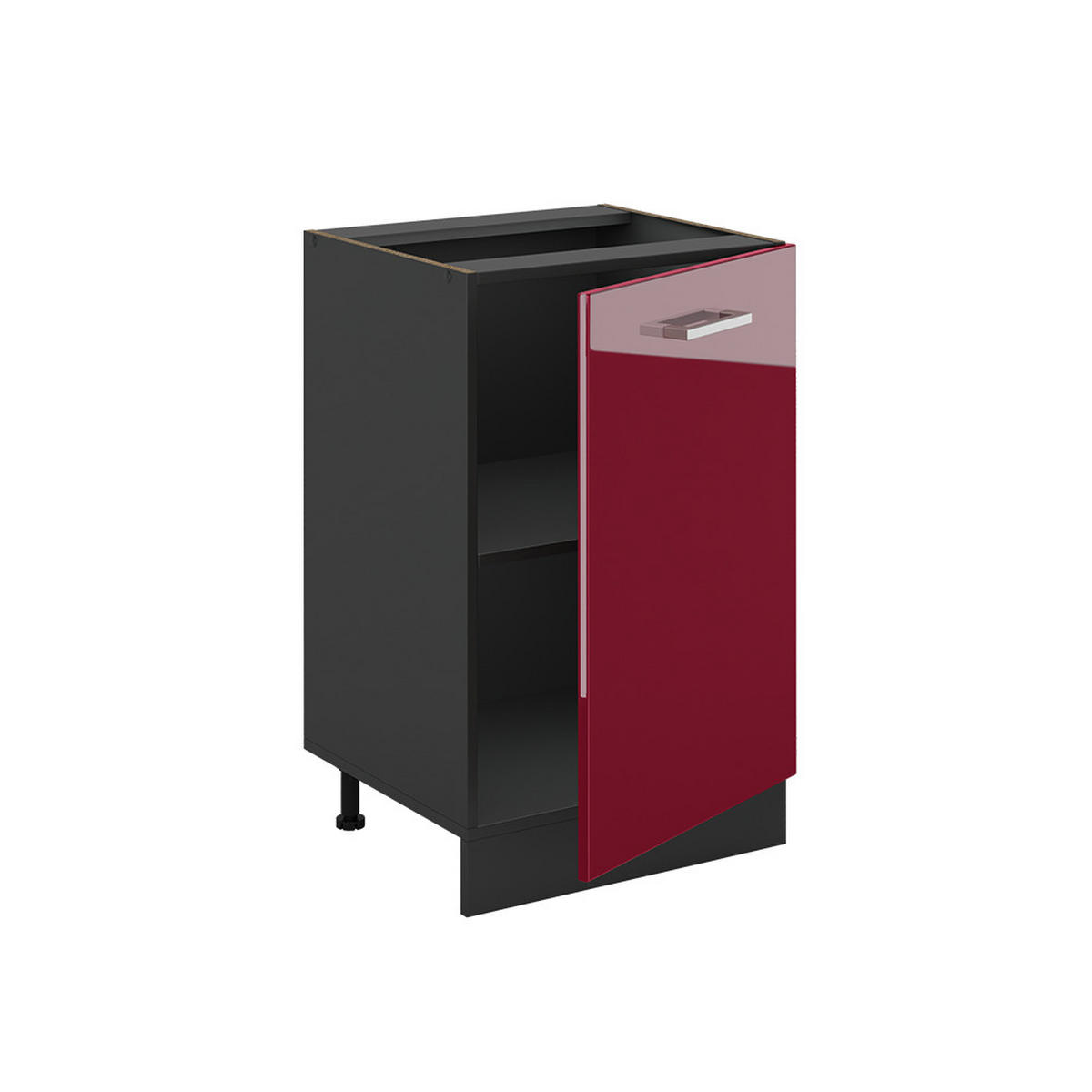 KÜCHENUNTERSCHRANK R-Line, Rot Hochglanz/Anthrazit, 50 cm ohne Arbeitsplatte - Anthrazit/Rot, Holzwerkstoff (50/81.6/46cm) - Vicco