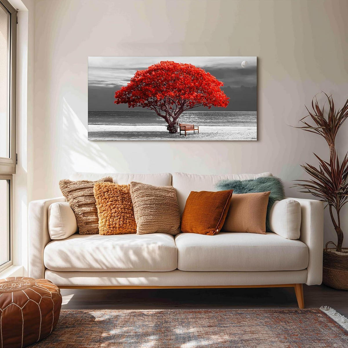 LEINWANDBILD Baum des Lebens Rot 50 x 100 cm - Rot, Textil (2/0.5cm)