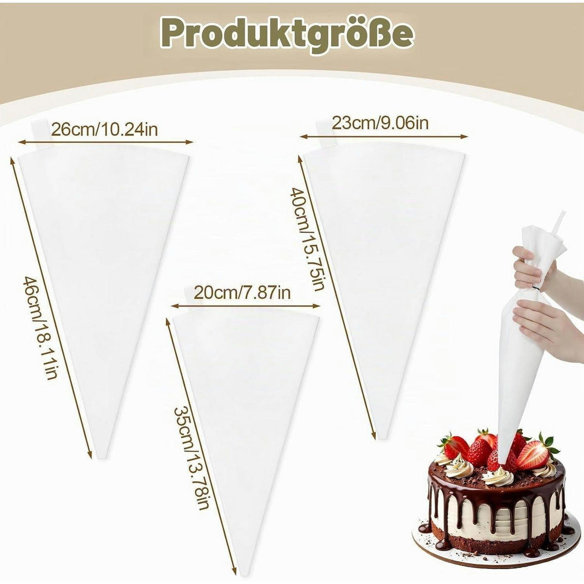 SPRITZBEUTEL 3-teiliges Set Baumwolle 46/40/35 cm - Weiß, Textil (26/1/46cm)