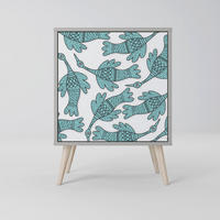 SIDEBOARD WATERSPOUT SONGIBIRD, Grau, 57,5x42x77,5 cm, Schräge Buchenholzfüße - Buchefarben/Multicolor, Holzwerkstoff/Buchenholz (57.5/77.5/42cm) - SpaceRebels