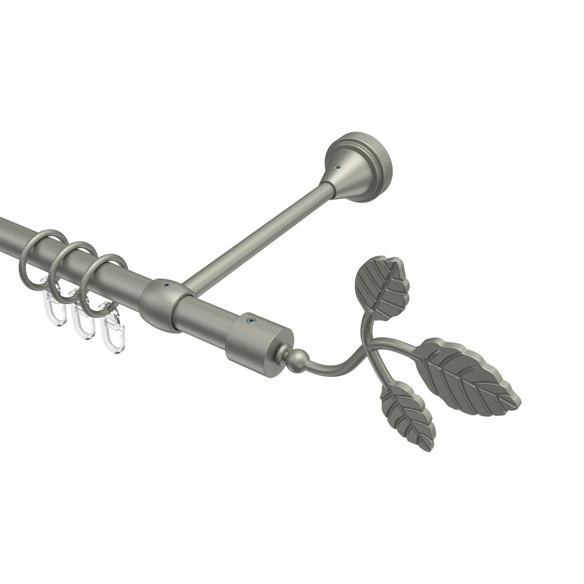 GARDINENSTANGE Primus Alessia 160 cm, 1-läufig, 16 mm Ø Chrom matt - Chromfarben/Nickelfarben, Metall (160cm) - INTERDECO