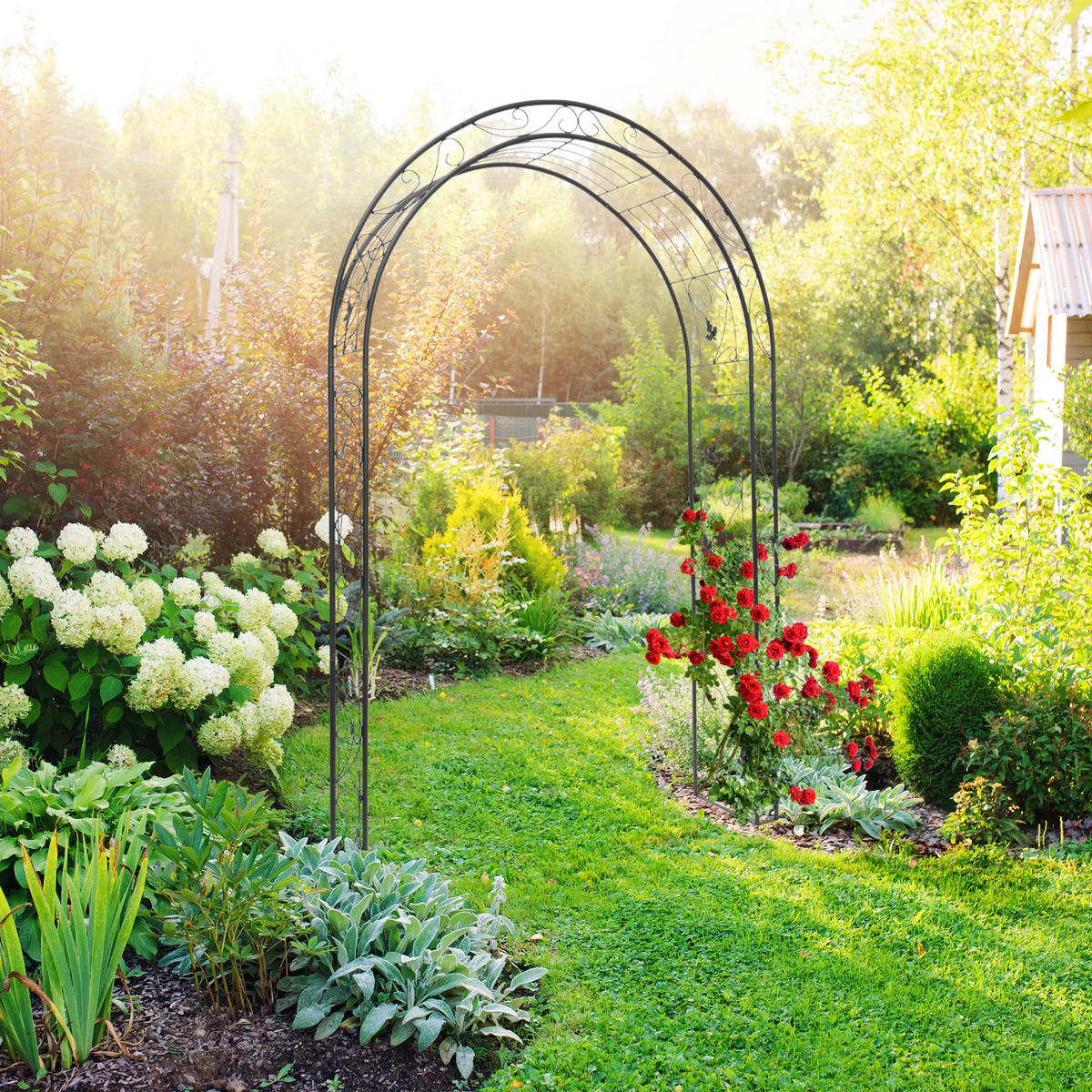 ROSENBOGEN - Schwarz, Metall (144/226/36.5cm) - Relaxdays