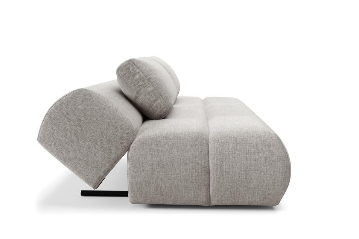 BETTSOFA ATOMO Beige Chenille-Stoff mit Schlaffunktion - Beige, Holz (217/82/134cm) - MASSENO