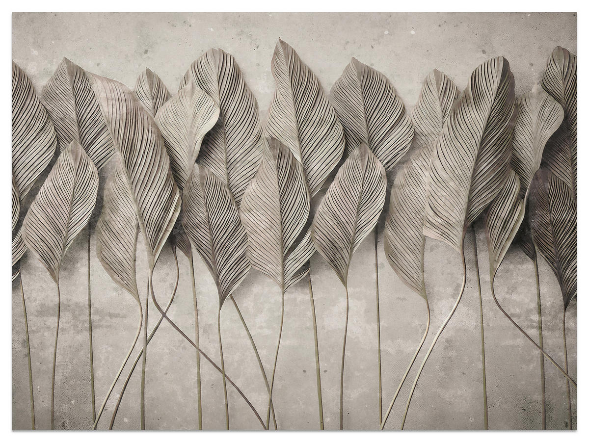 FOTOTAPETE Ranken Laub Sepia Vertikal Natürlich Vintage 450x315 - Grau, Papier (450/315cm) - Muralo