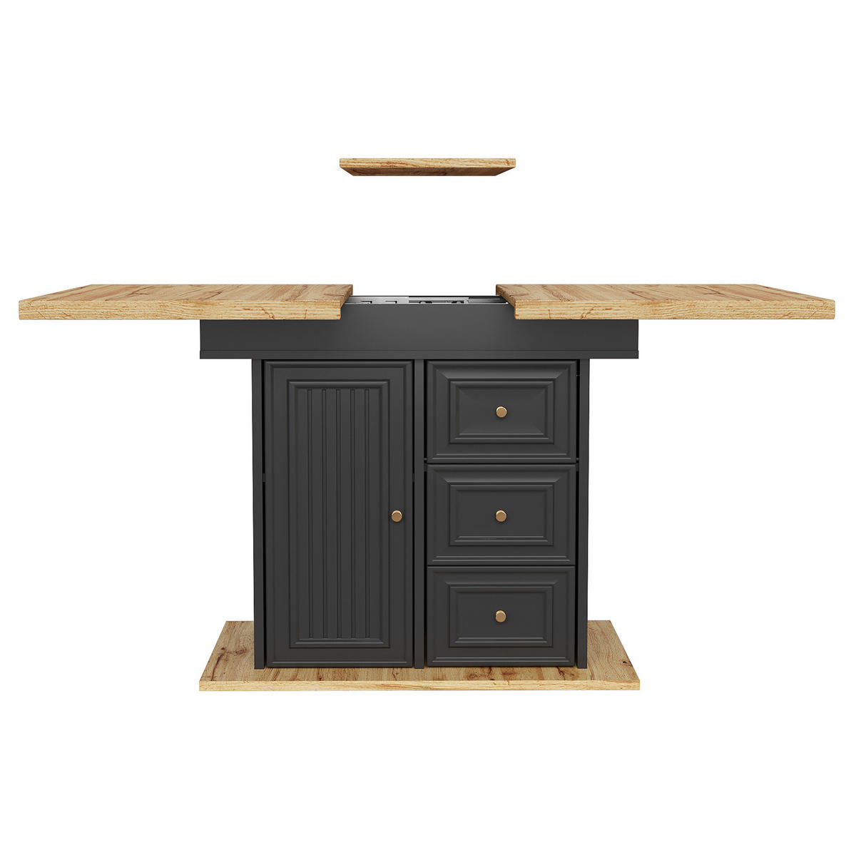 JEDÁLENSKÝ stôl 110/140/80/75 cm prírodné drevo, rozkladací s úložným priestorom - svetlohnedá, kompozitné drevo (110/80/75cm) - BEAOK