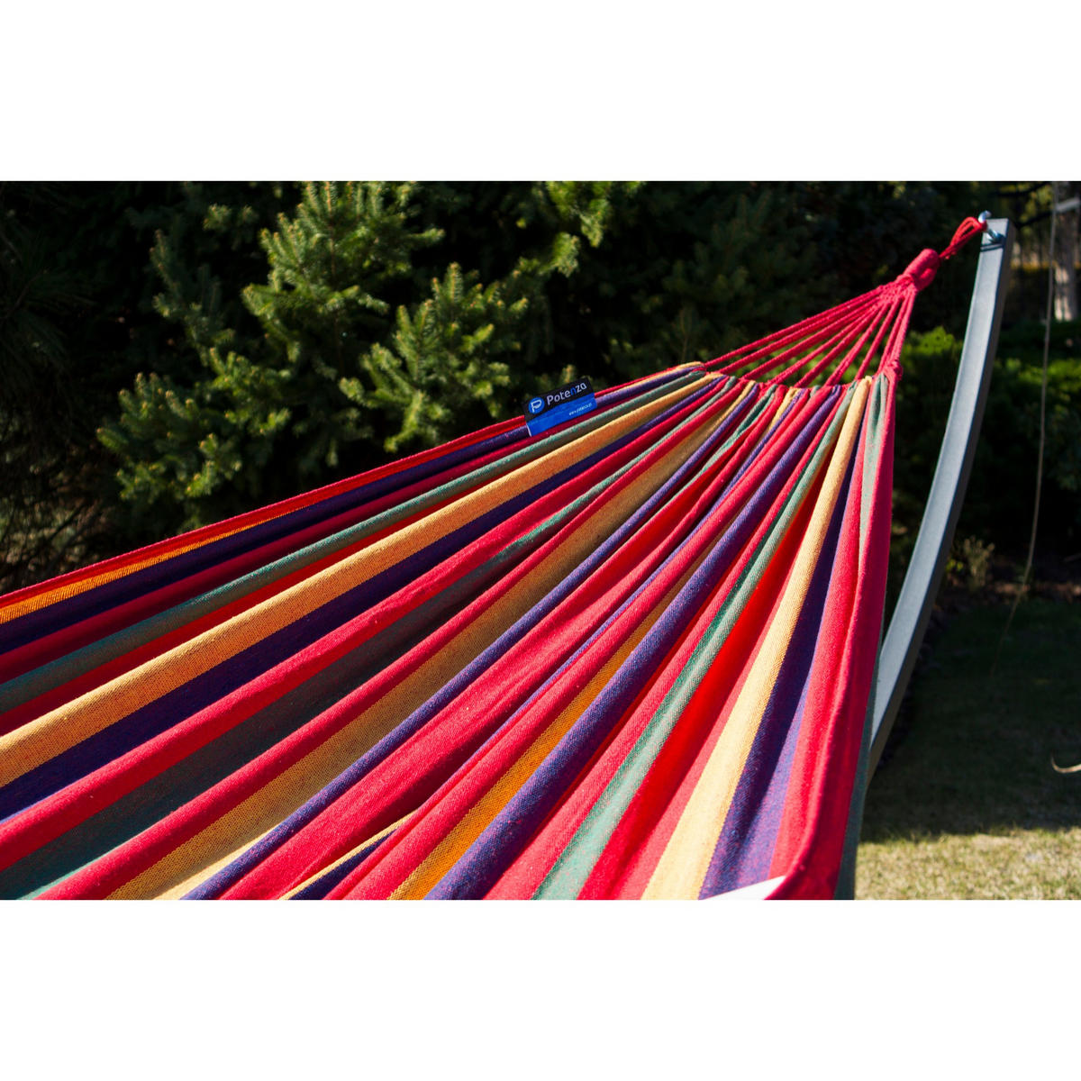 HÄNGEMATTE mit Gestell, 2 Personen, XXL, 200 kg, Metall, Rot, einfache Montage - Rot, Metall (370/130/120cm) - Potenza