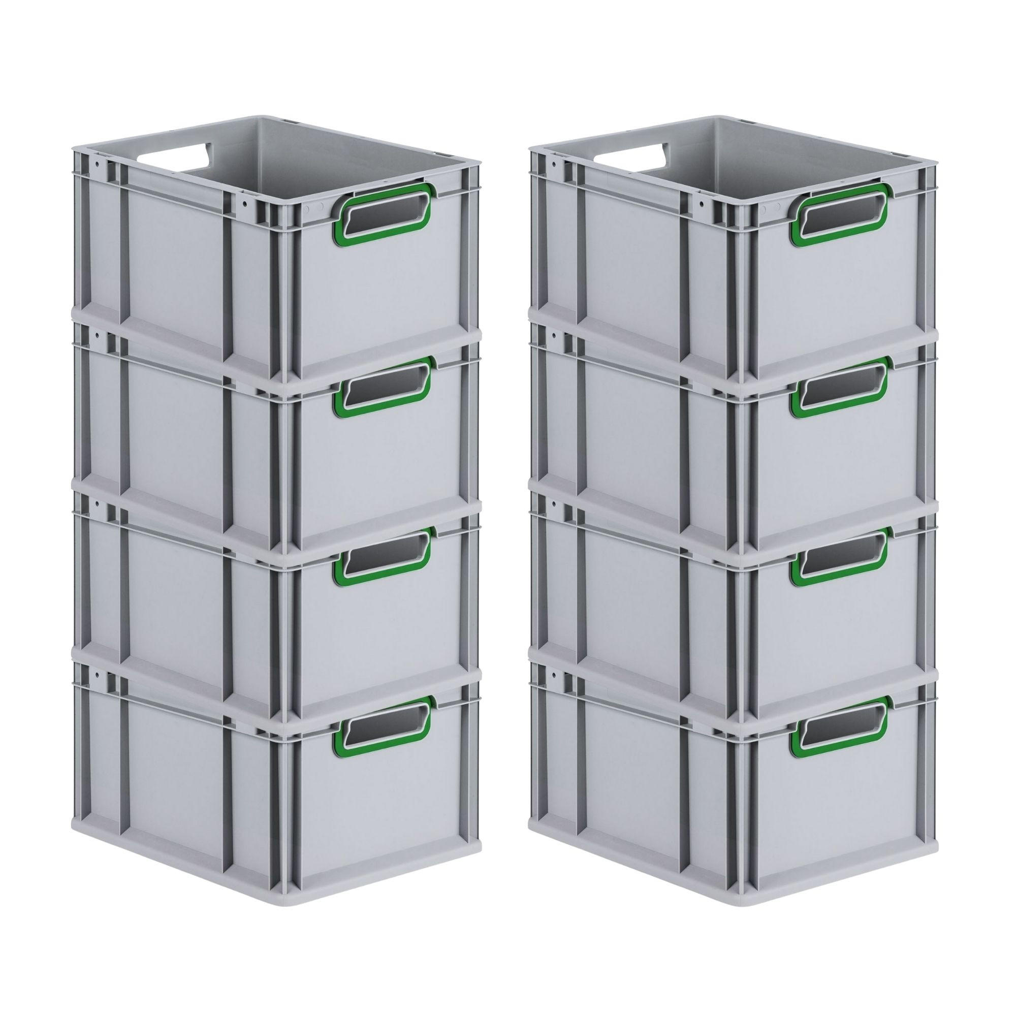 EUROBOX 8x Nextgen Color 22x30x40cm 20 Liter Griffe Grün Offen - Grün, Kunststoff (30/22/40cm) - PROREGAL