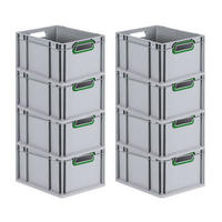 EUROBOX 8x Nextgen Color 22x30x40cm 20 Liter Griffe Grün Offen - Grün, Kunststoff (30/22/40cm) - PROREGAL