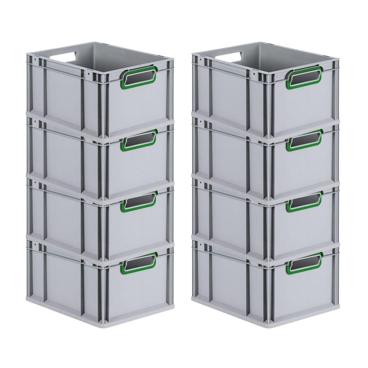 EUROBOX 8x Nextgen Color 22x30x40cm 20 Liter Griffe Grün Offen - Grün, Kunststoff (30/22/40cm) - PROREGAL