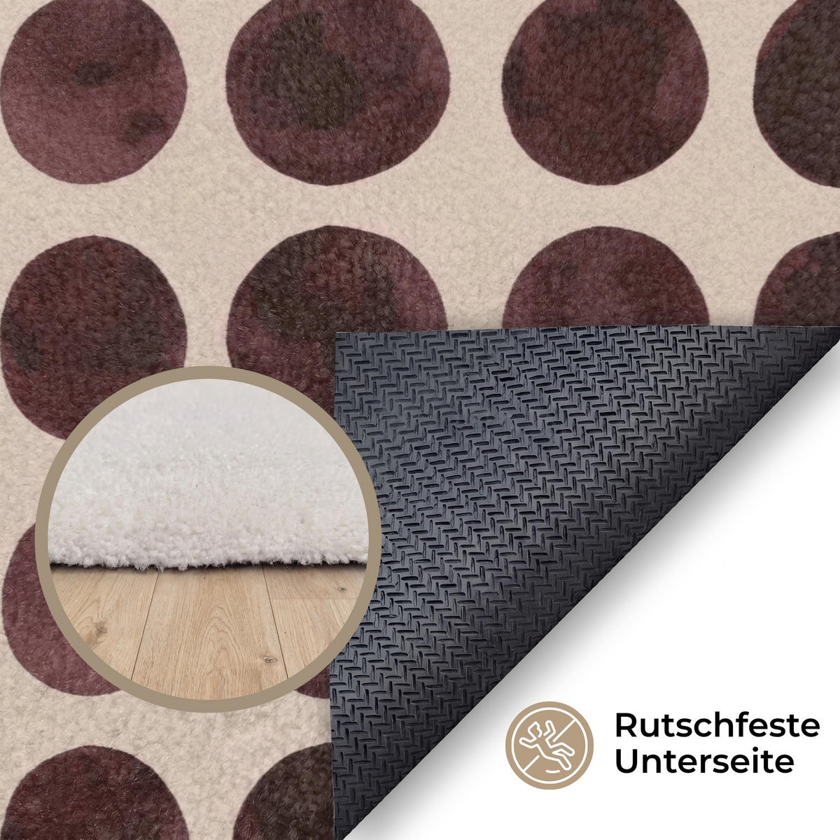 KOBERCE - Bodky - Vzor - Hnedý - 180x120 cm - tmavohnedá, textil/plast (180/0.4cm) - OnlyWow
