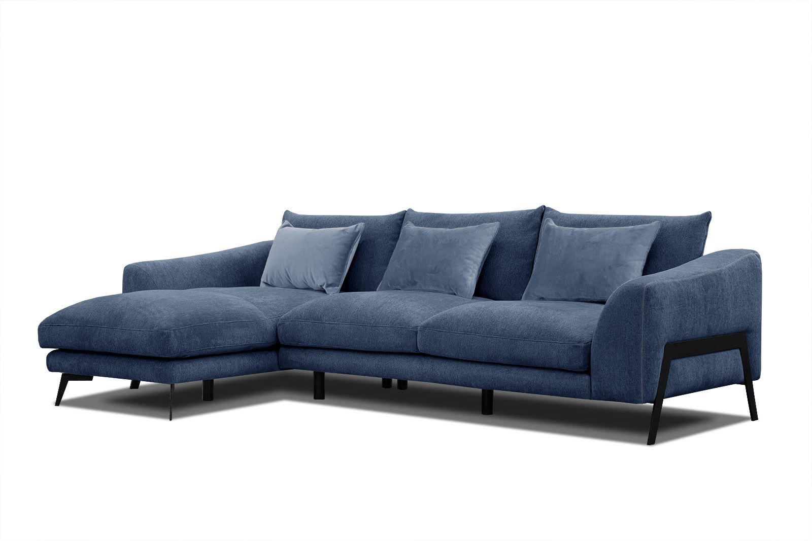 ECKSOFA WINTER 4-Sitzer, dunkelblau - Schwarz/Dunkelblau, Holzwerkstoff/Textil (158/269cm) - Courtois Laville