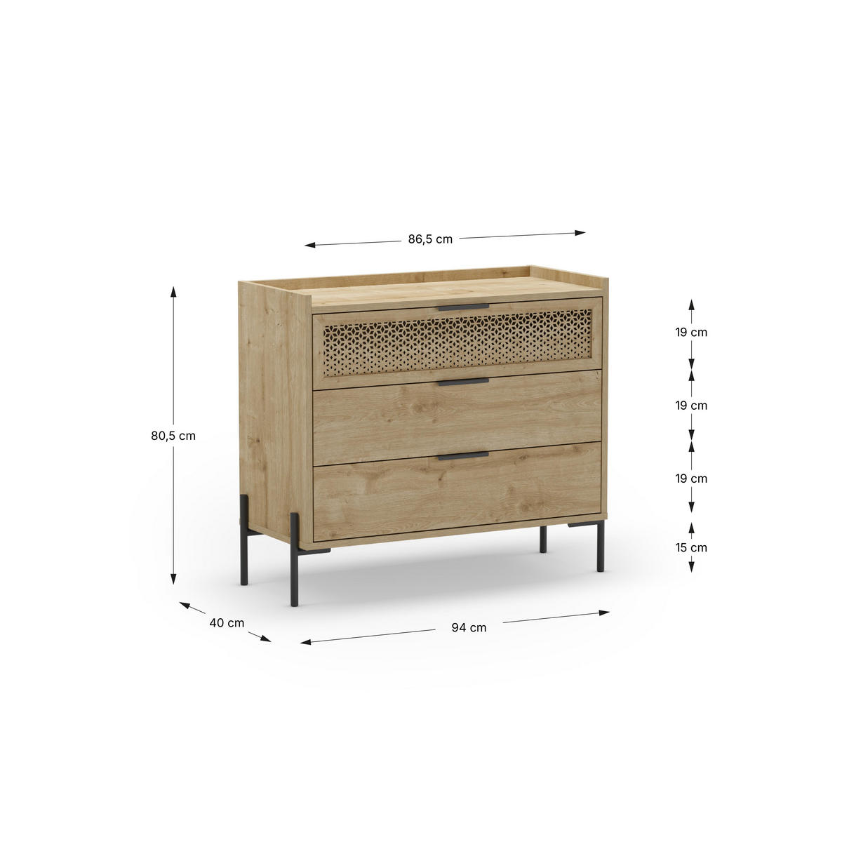 KOMMODE Inca Braun 90/40/80 cm - Braun, Holz (40/80/90cm) - Calicosy