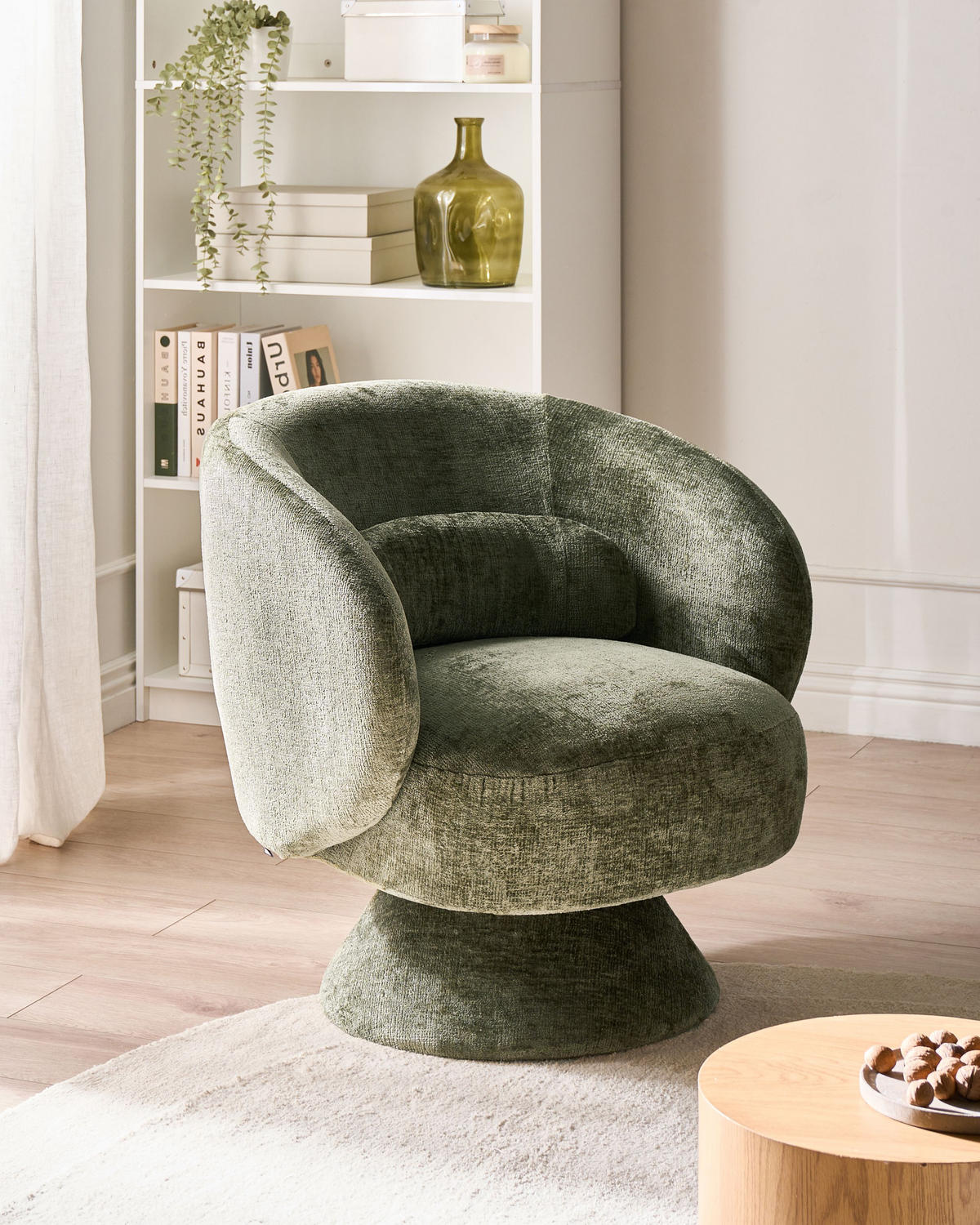 DREHSESSEL Grün Lieksa - Grün, Textil (77/77/64cm) - Beliani