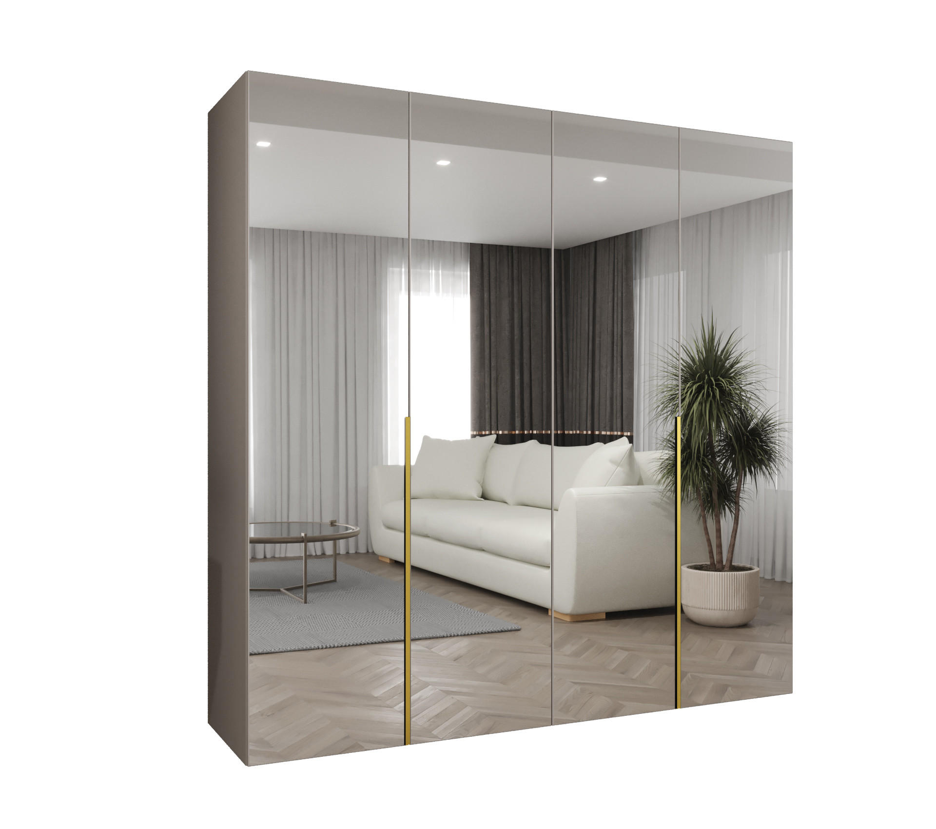 Abiks Möbel DREHTÜRENSCHRANK Kaschmir, Gold 200cm × 52cm × 202cm