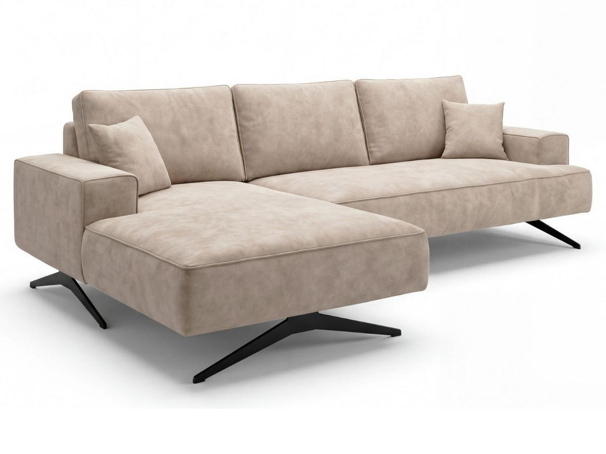 ECKSOFA Leto Beige Links - Beige/Schwarz, Holz/Textil (260/165cm) - Graingold