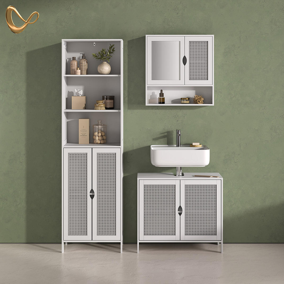 KOMPLET KOPALNIŠKEGA POHIŠTVA Mincio, Bela, 3-delni - bela, leseni material (70/60/29cm) - Livinity®