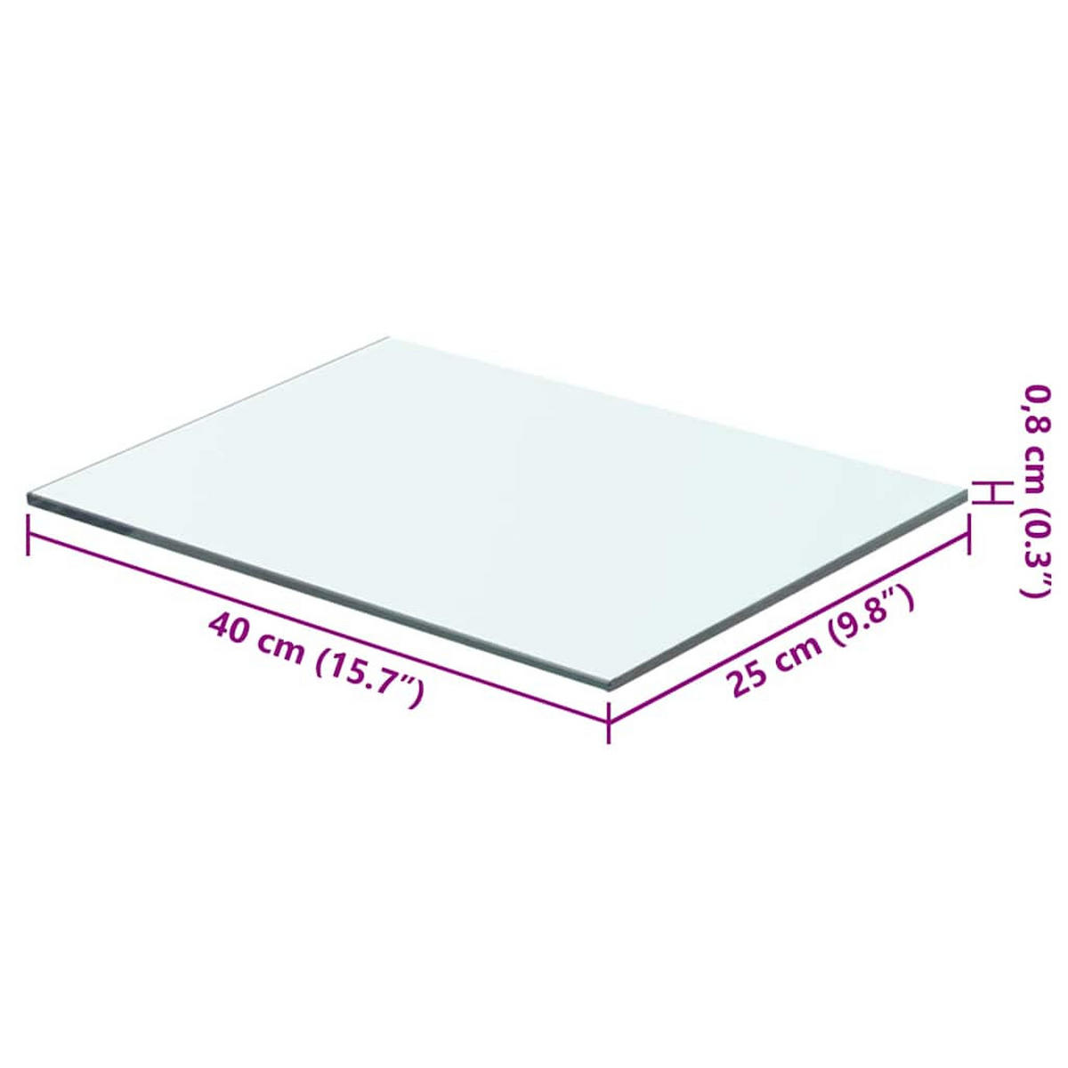 REGALBODEN Glas Transparent 40/25 Cm - Transparent, Glas (25/0.8/40cm) - vidaXL