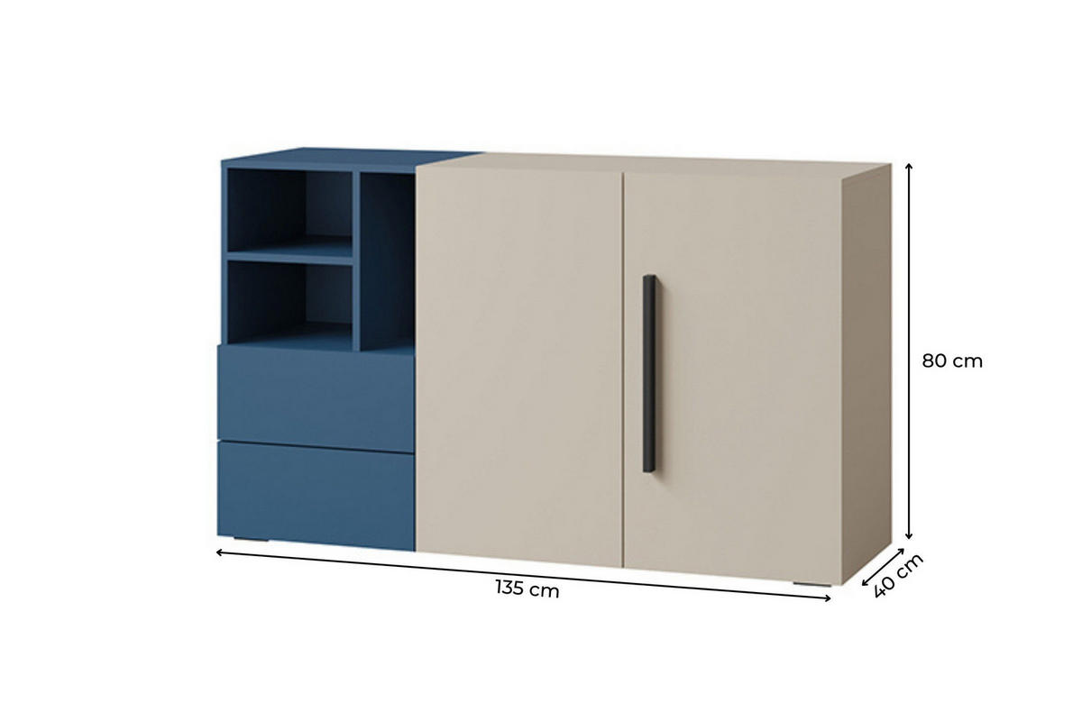 KINDERKOMMODE LIMA 07 135/80/40 cm in Kaschmir/Meeresblau - Kaschmir/Blau, Holzwerkstoff (135/80/40cm) - Deine Möbel 24