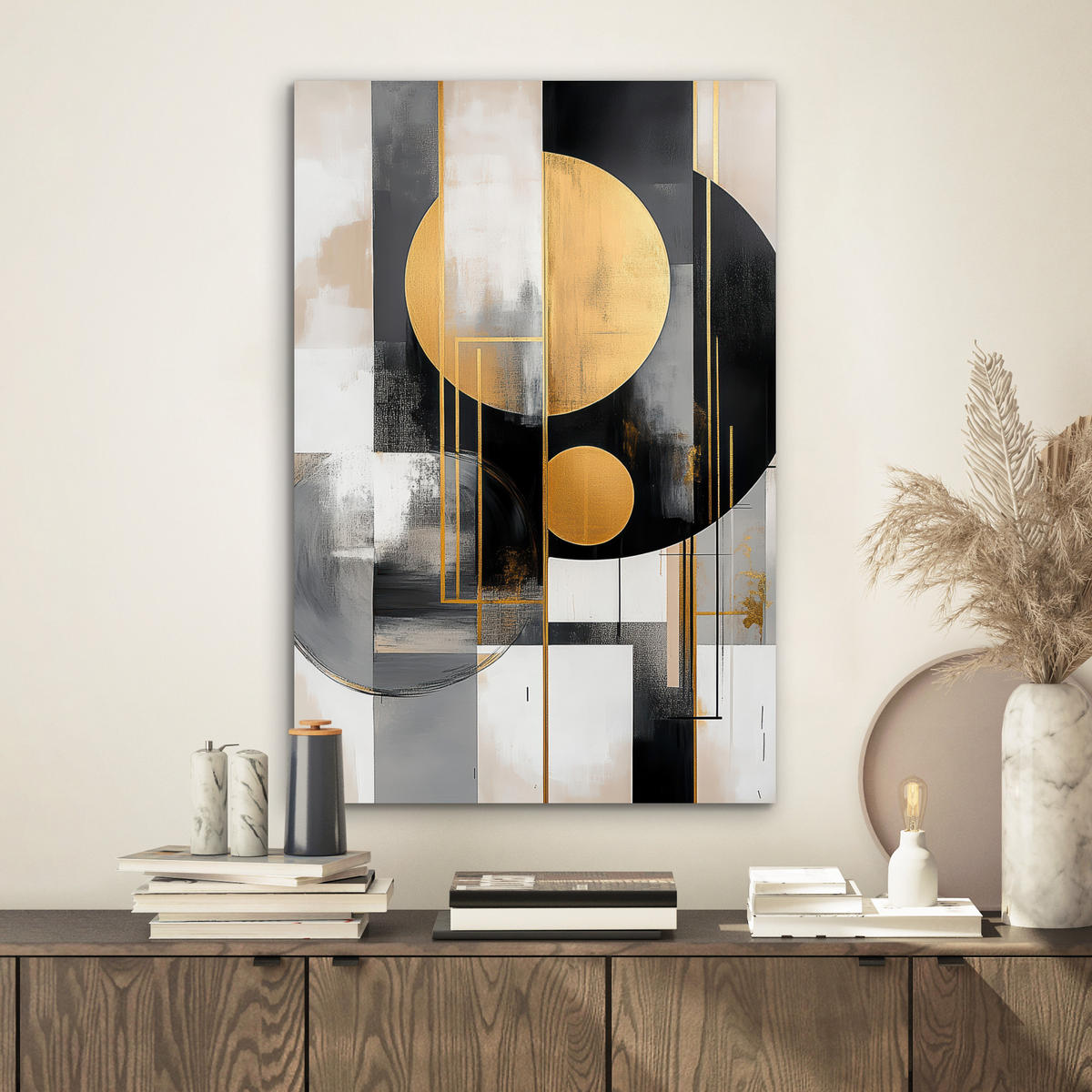 METALLBILD Abstrakt - Gold - Silber - Formen - Ästhetisch - Modern 40x60 cm - Goldfarben, Metall (40/60cm) - MuchoWow