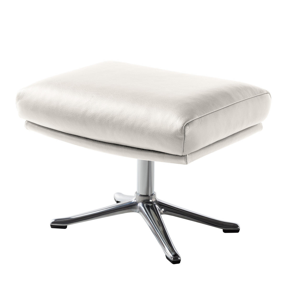 HOCKER mit Kreuzfuß - Chromfarben/Weiß, Leder/Metall (54/41/41cm) - home24