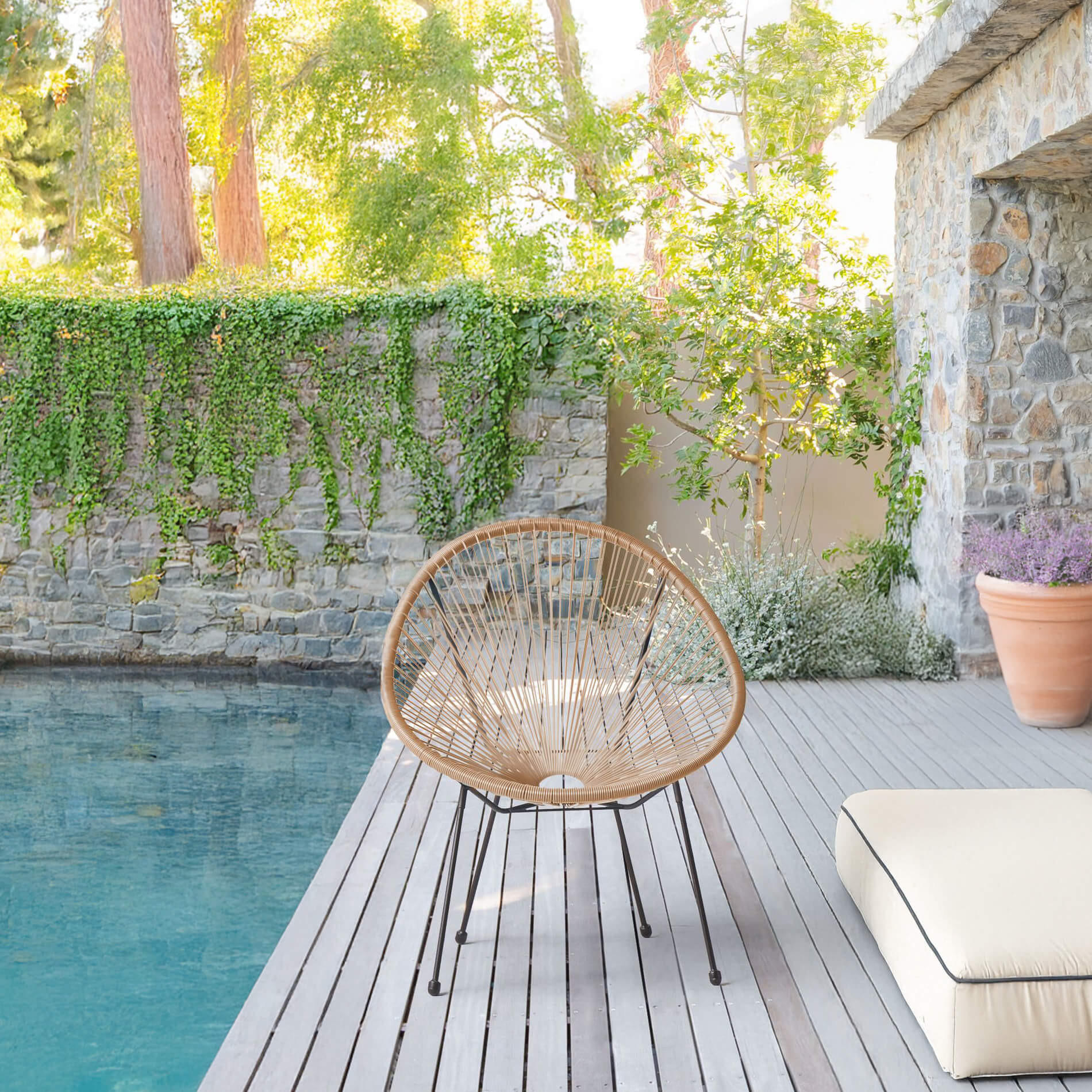 GARTENSTUHL Beige 70/76/80 cm - Beige, Metall (70/80/76cm) - Mobili Rebecca