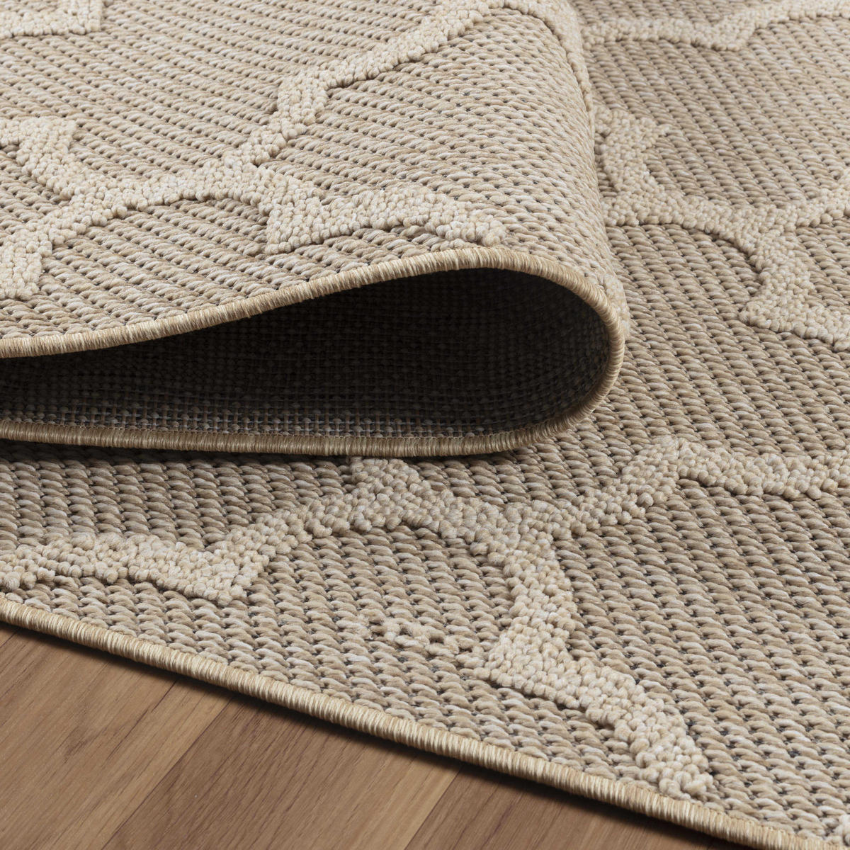 TEPPICH Outdoor Flachgewebe Boho-Muster Polypropylen Küche Beige Läufer 80x150 - Beige, Textil (80/150cm) - KADIMA DESIGN